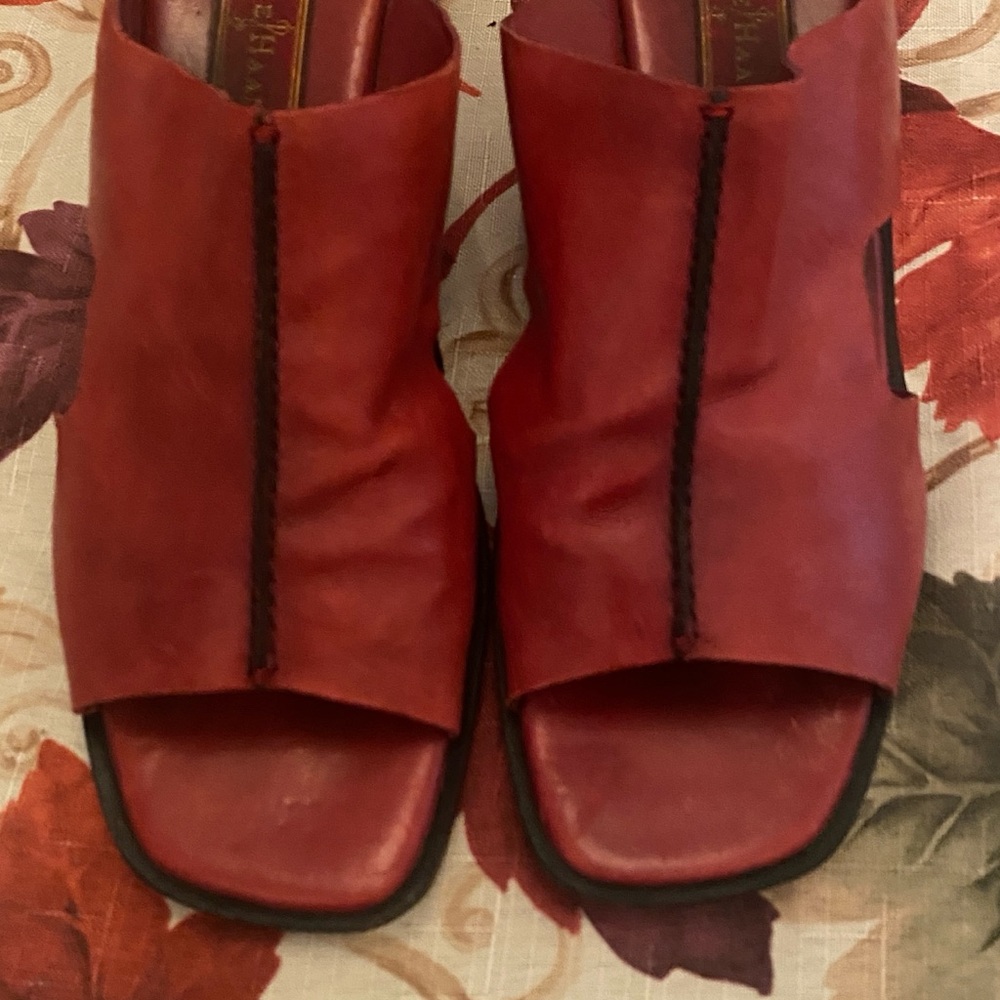 Cole Haan Red Leather Sandals with Glossy Finish
